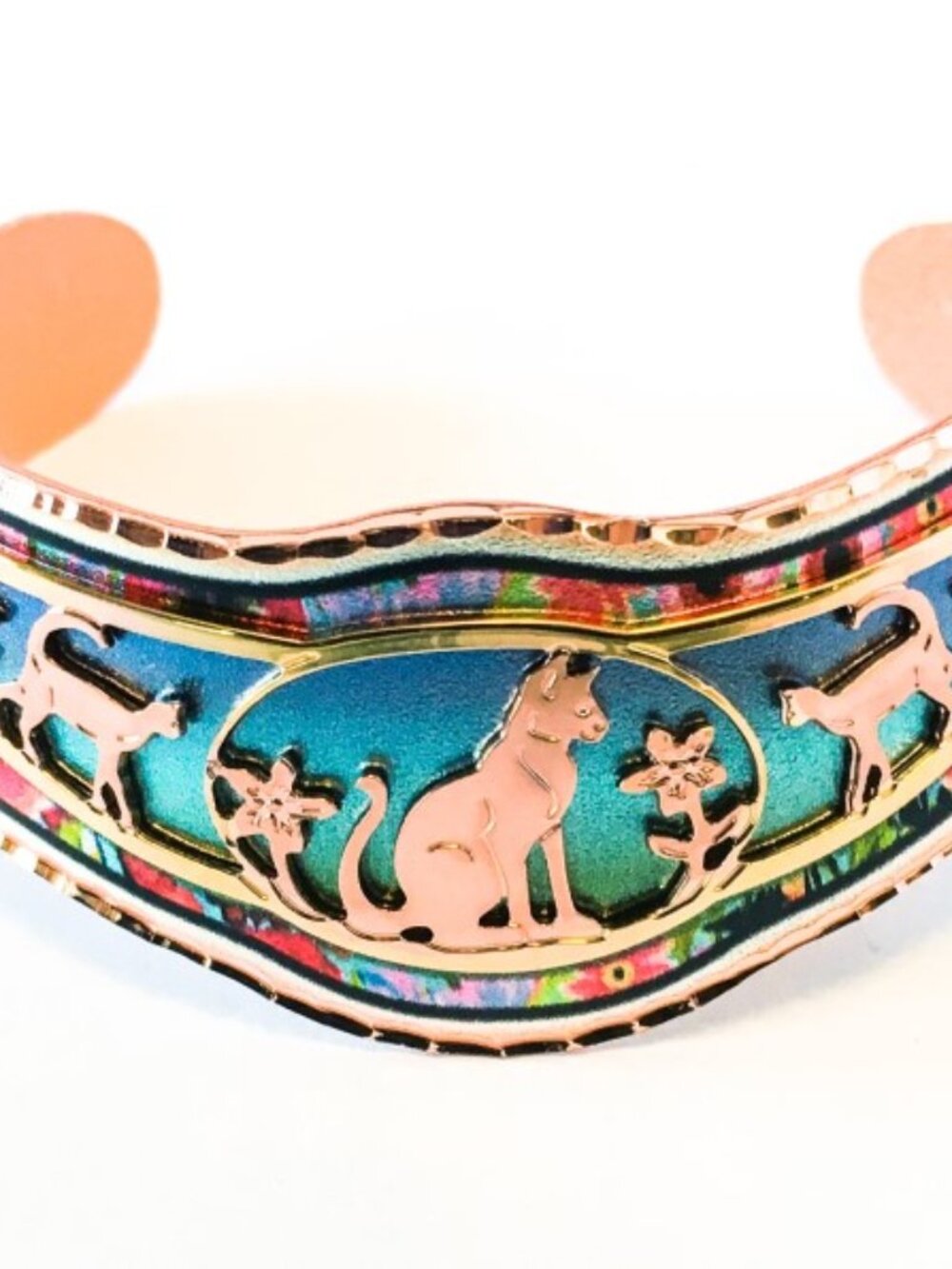 Die cut copper cat bracelet